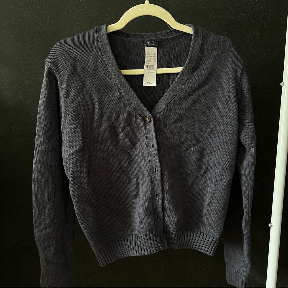 brandy navy cardigan